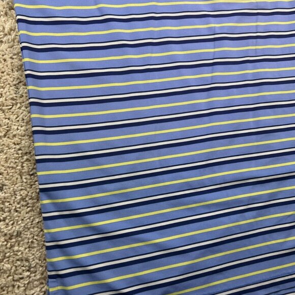 RLX Ralph Lauren Men Golf Polo Shirt Blue Yellow Striped Short Sleeve Large - Picture 5 of 11